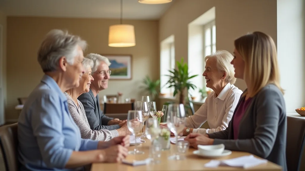 Receptie van een woonzorgcentrum met zitgelegenheid