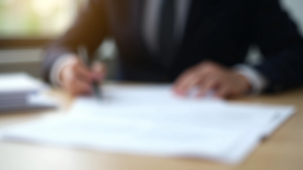 Contrato comercial aberto em mesa de escritório com caneta e documentos legais